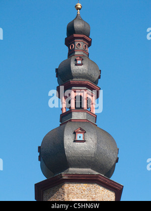 Pfarrkirche Sankt Martin in Cochem, Mosel, Glockenturm von Sankt Martin Kirche, Cochem, Mosel Stockfoto