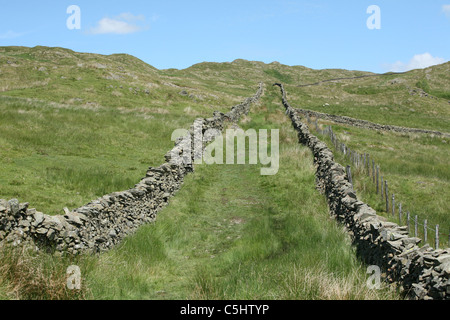 Kindermädchen Lane, die doppelte ummauerten Drovers Lane auf Wansfell über Ambleside Cumbria England Stockfoto