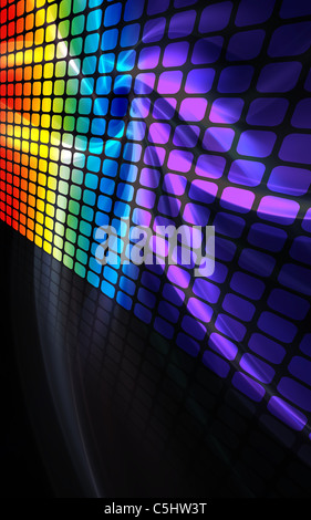 Ein Regenbogen farbige Wand oder Display Digitalanzeige mit Reflexionen und jede Menge Exemplar. Stockfoto