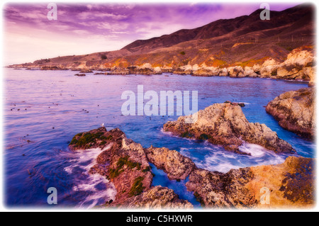 Felsenküste Soberanes Point, Garrapata State Park, Big Sur, Kalifornien Stockfoto