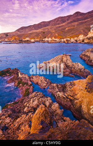 Felsenküste Soberanes Point, Garrapata State Park, Big Sur, Kalifornien Stockfoto