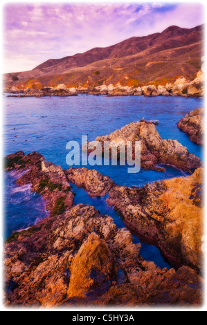 Felsenküste Soberanes Point, Garrapata State Park, Big Sur, Kalifornien Stockfoto