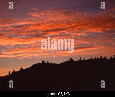 Sonnenuntergang an der Lochmara Bucht, Queen Charlotte Sound, Marlborough Sounds, Marlborough Region, Südinsel, Neuseeland Stockfoto