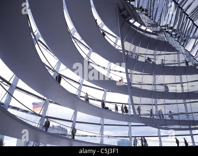 Innenansicht der Glaskuppel des Reichstags in Berlin Stockfoto