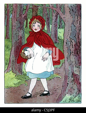 Little Red Riding Hood antiquarische Buchillustration Stockfoto