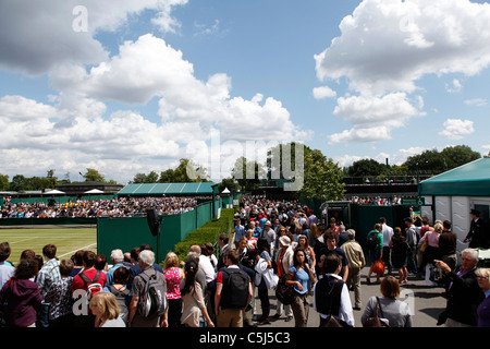 Menge von Zuschauern bei den Wimbledon Championships. Stockfoto