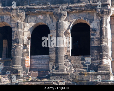 Detail der Porta Nigra, Wahrzeichen von Trier Und UNESCO-Weltkulturerbe, Detail von der Porta Nigra Wahrzeichen Stockfoto