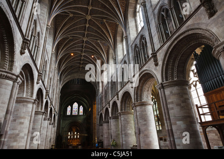 Zeigen Sie auf dem Hauptschiff der Kathedrale von Hereford, Hereford, Herefordshire an Stockfoto