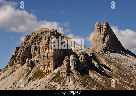 Sasso di Sesto und der Toblin Turm in den Sextner Dolomiten Region Norditaliens. Stockfoto