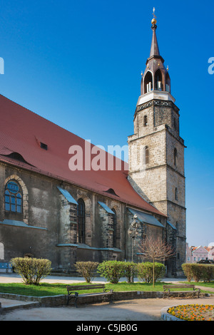Stadtpfarrkirche St. Maria Bunzlau |  Römische katholische Pfarrkirche Mariä Himmelfahrt, Boleslawiec Stockfoto