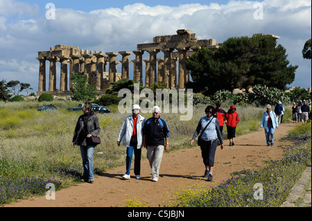 Tempel E in Selinunt (Selinunt), Sizilien, Italien Stockfoto