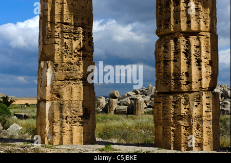 Tempel E in Selinunt (Selinunt), Sizilien, Italien Stockfoto