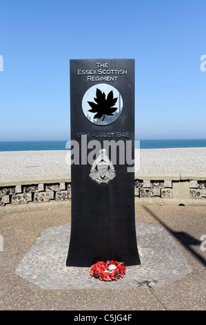 Die Essex Scottish Regiment Denkmal; Red Beach, von Rory O'Connor, WWII, Dieppe Beach, Seine-Maritime, Normandie, Frankreich Stockfoto