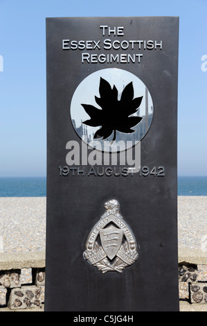 Das Essex Scottish regiment Memorial; Red Beach, die von Rory O'Connor, WWII, Dieppe Strand, seine-maritime, Normandie, Frankreich Stockfoto