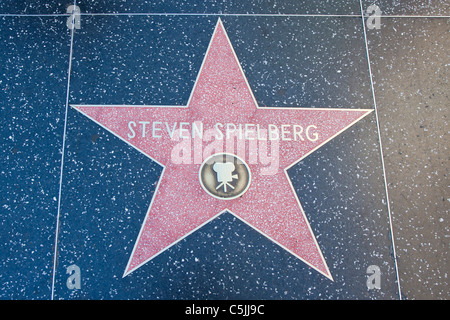 Steven Spielberg Stern auf dem Hollywood Walk of Fame, Los Angeles, Kalifornien, USA Stockfoto