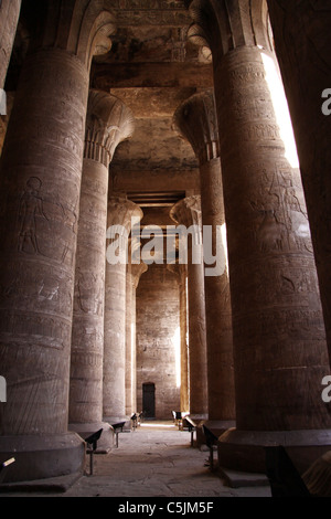 Säulenhalle im Tempel von Edfu Stockfoto