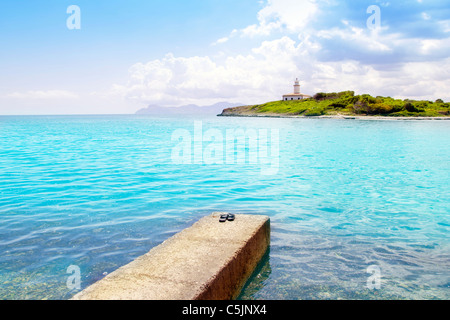 Alcanada Alcudia Mallorca Aucanada Insel und Leuchtturm-Balearen-Spanien Stockfoto