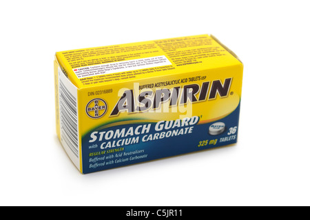 Aspirin-Box Paket, Acetylsalicylsäure-Tabletten Stockfoto