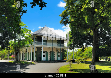 Chateau de Mon Plaisir in Sir Seewoosagur Ramgoolam Botanic Garden Pamplemousses, Mauritius. Stockfoto