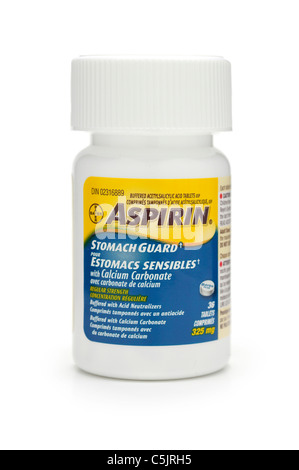 Aspirin-Flasche, Acetylsalicylsäure-Tabletten, Stockfoto