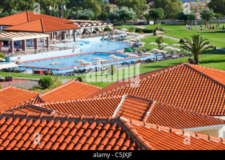 Ein Feriendorf am Skala Eresou auf Lesbos, Griechenland. Stockfoto