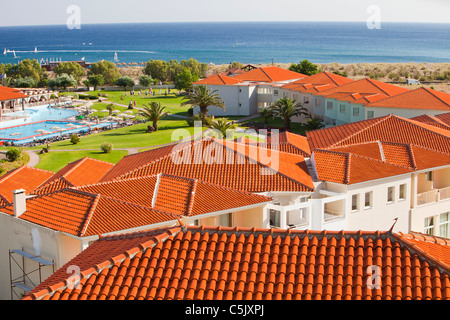 Ein Feriendorf am Skala Eresou auf Lesbos, Griechenland. Stockfoto