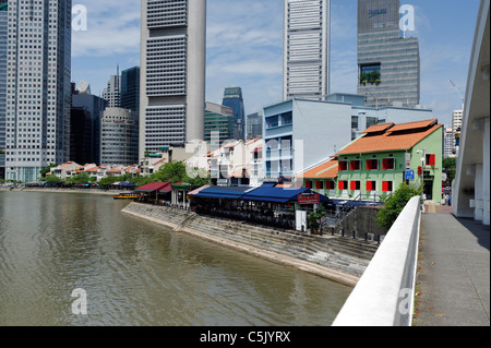 Boat Quay in der Sonne, Singapur Stockfoto