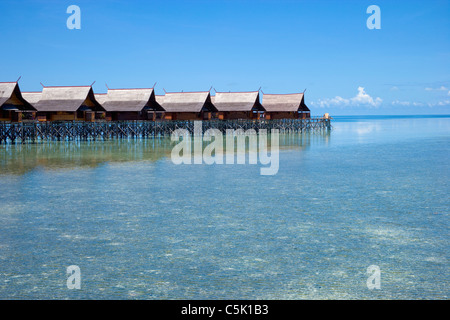 Bungalows, Sipadan-Kapalai Dive Resort, Sabah, Borneo, Malaysia Stockfoto