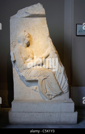 Attic funerary Stele mit Abschiedsszene, Marmor, von Rhodos, Archäologisches Museum, Istanbul, Türkei Stockfoto