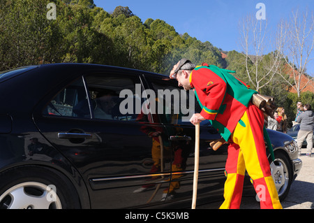 Karneval "Botarga - Motley LA CANDELARIA" in RETIENDAS. Guadalajara. Kastilien-La Mancha.SPAIN Stockfoto