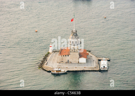 (Leander) Jungfernturm datiert zurück bis 408 BC/BCE, Marmara-Meer Eingang des Bosporus, Antenne, Istanbul, Türkei Stockfoto