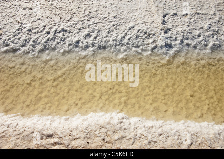 Kristallisiertes Salz in eine Verdampfung Teich, Algarve, Portugal Stockfoto