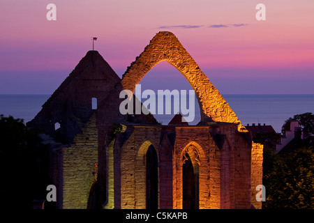 Ruine der St. Katarina / Sankta Katarina Kirche bei Sonnenuntergang, Visby, Insel Gotland, Schweden Stockfoto