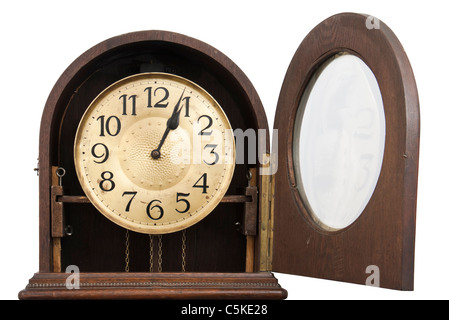 Oberen Teil des antiken deutschen Großvater Standuhr Stockfoto