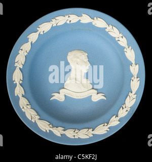 Wedgwood blau Jasperware Platte zum Gedenken an die Hochzeit von Prinz Charles und Lady Diana Spencer (29. Juli 1981) Stockfoto