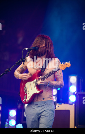 Biffy Clyro durchführen auf der Pyramide Bühne, Glastonbury Festival 2011, Somerset, England, Vereinigtes Königreich. Stockfoto