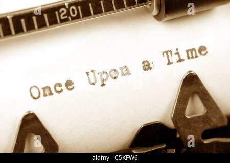 Schreibmaschine Nahaufnahme Schuss, Geschichte, Once Upon a Time Stockfoto