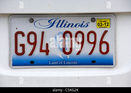 Illinois Land Lincolns Fahrzeug Nummernschild Staat usa Stockfoto