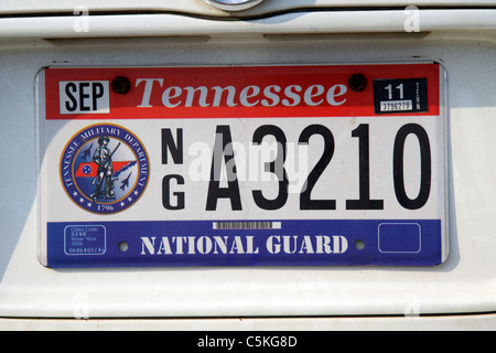 Tennessee Nationalgarde Fahrzeug Nummernschild Staat usa Stockfoto