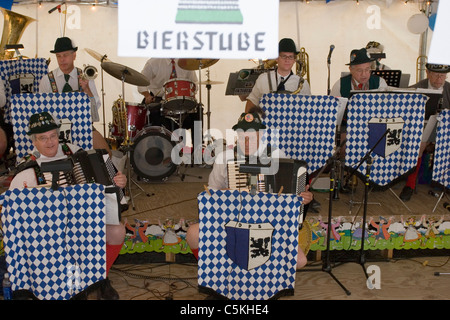 Musiker beim Oktoberfest, Taos Ski Valley Stockfoto