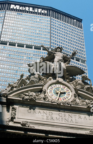 Grand Central Terminal Uhr und Met Life, NYC Stockfoto