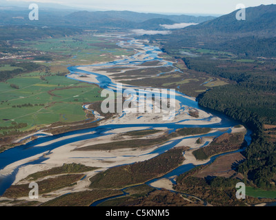 Luftaufnahme des Grey River in der Nähe von Ahura, Suche SW, Südinsel, Neuseeland Stockfoto