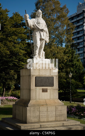 Marmorstatue von Robert Falcon Scott, Scott von der Antarktis (1868-1912), geformt durch seine Witwe Kathleen, Christchurch, New Stockfoto