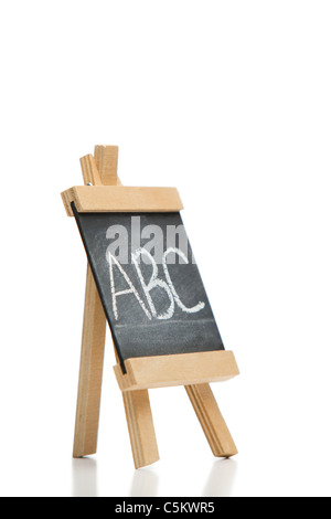 Abgewinkelt, Tafel mit den Buchstaben Abc geschrieben Stockfoto