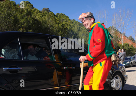 Karneval "Botarga - Motley LA CANDELARIA" in RETIENDAS. Guadalajara. Kastilien-La Mancha.SPAIN Stockfoto