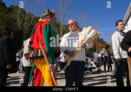 Karneval "Botarga - Motley LA CANDELARIA" in RETIENDAS. Guadalajara. Kastilien-La Mancha.SPAIN Stockfoto