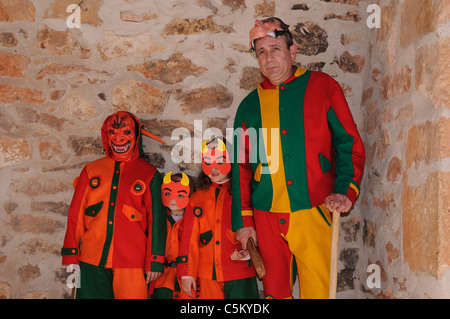 Karneval "Botarga - Motley LA CANDELARIA" in RETIENDAS. Guadalajara. Kastilien-La Mancha.SPAIN Stockfoto