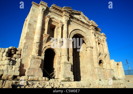 Der Bogen des Hadrian, antike Gerasa, UNESCO World Heritage site, Jerash, Jordan Stockfoto