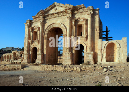 Der Bogen des Hadrian, antike Gerasa, UNESCO World Heritage site, Jerash, Jordan Stockfoto