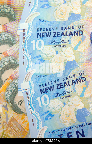 Neuseeland Währung, Dollar, Zehner und zwanziger Stockfoto